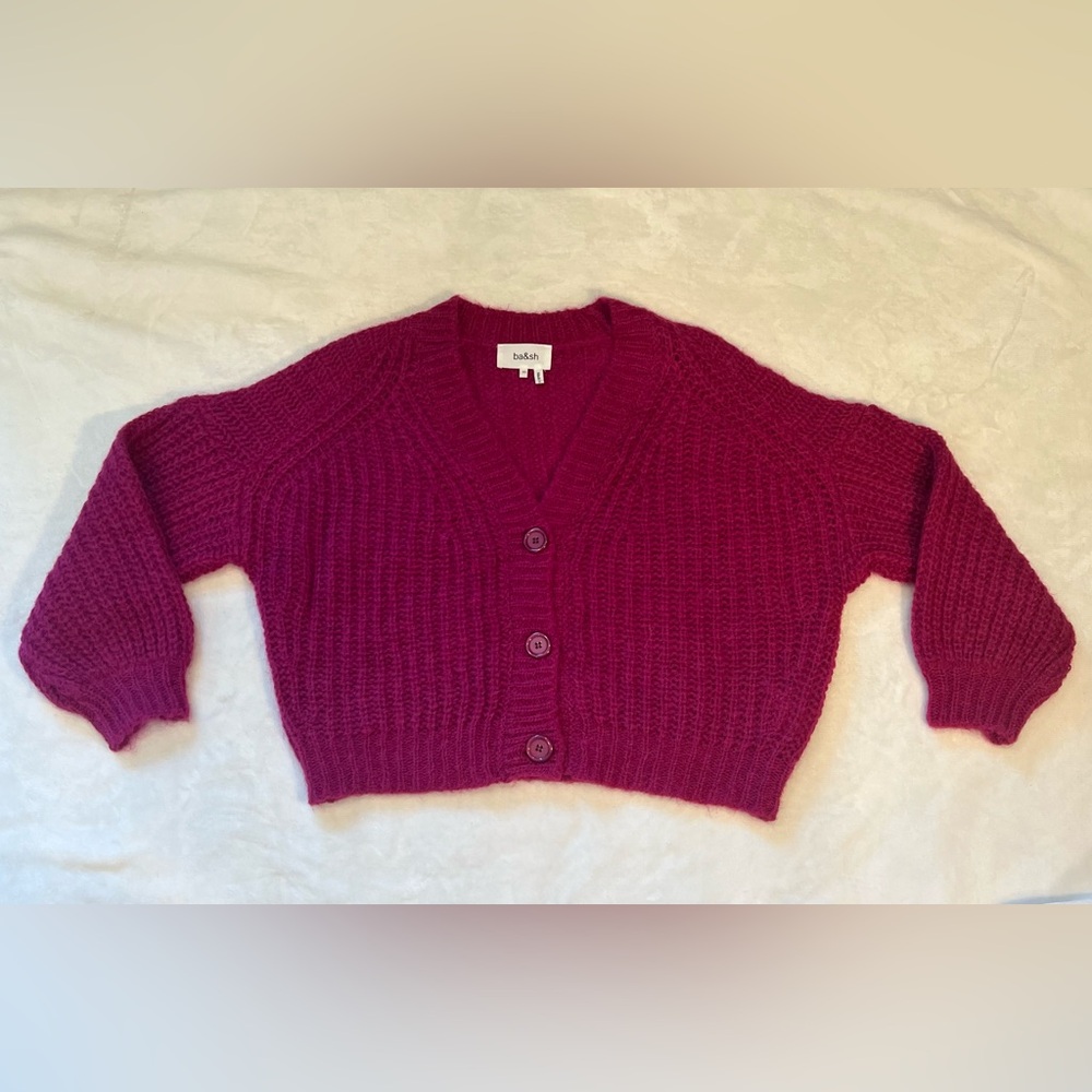 ba&sh fuchsia chunky cardigan